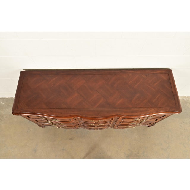 Century Furniture French Provincial Louis XV Carved Cherry Wood Triple Dresser For Sale - Image 10 of 13