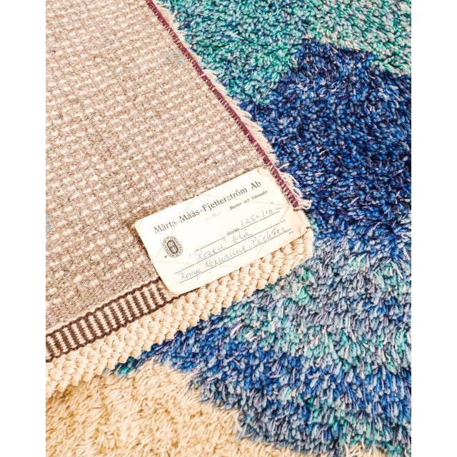 Textile Swedish Mid Century Woven Wool Pine Blå Rosen Rug by Marianne Richter for MMF, Märta Måås-Fjetterström, 1970s For Sale - Image 7 of 8