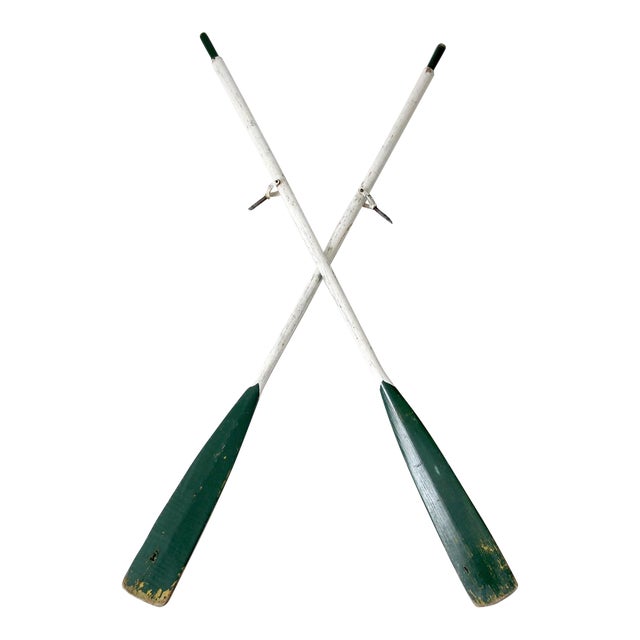 Vintage Painted Wooden Oars Pair For Sale