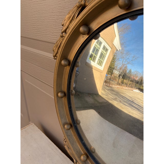 Gold American Federal Giltwood Eagle Bullseye Convex Mirror For Sale - Image 8 of 14