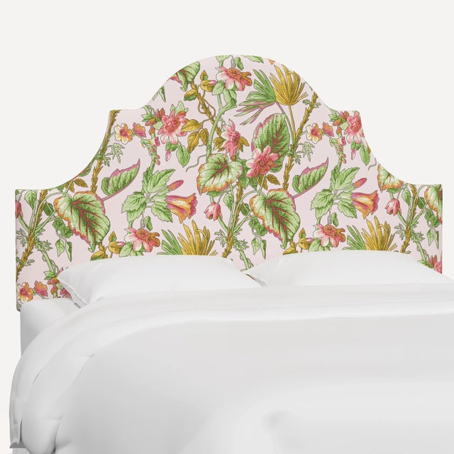 Textile Red from Scalamandre crafted by Cloth & Company Geneva Full Headboard, Pink Tropical Flora For Sale - Image 7 of 7