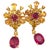Bochic "Orient" Ruby, Yellow Sapphire Earrings Set 18K Gold & Silver For Sale - Image 10 of 18