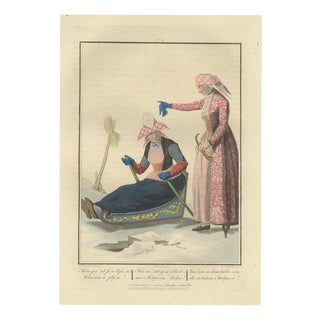 L. Portman, Molkwerum Sledge on the Ice, Frisian Costume, 1811, Engraving For Sale