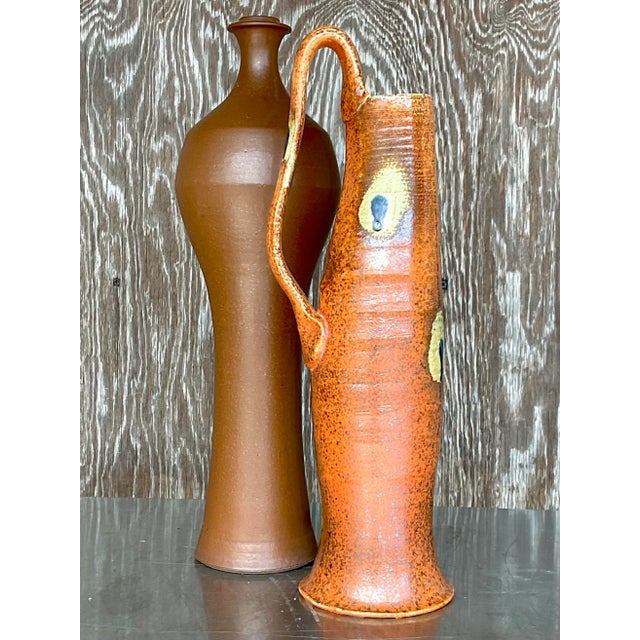 Vintage Boho Studio Pottery Vases - Set of 2 For Sale - Image 13 of 13