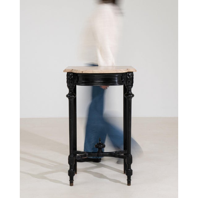 Black 19th Century France Napoleon III Black Wood Console Table For Sale - Image 8 of 11