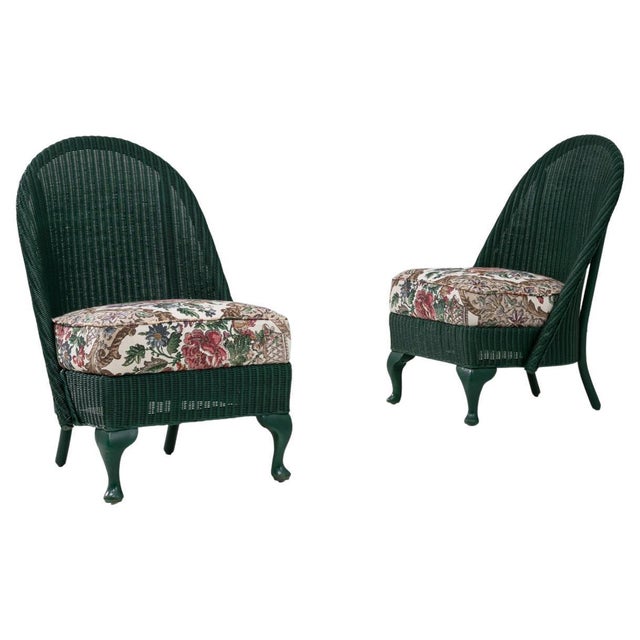 20th Century French Lloyd Loom Chairs With Upholstered Seats - A Pair For Sale - Image 15 of 18