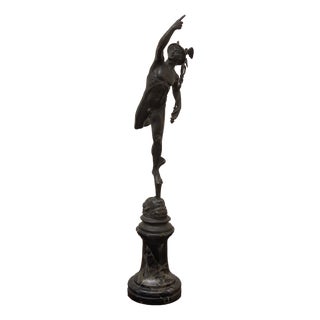 Unknown Artist, Statue of Mercury, Bronze on Marble Pedestal For Sale