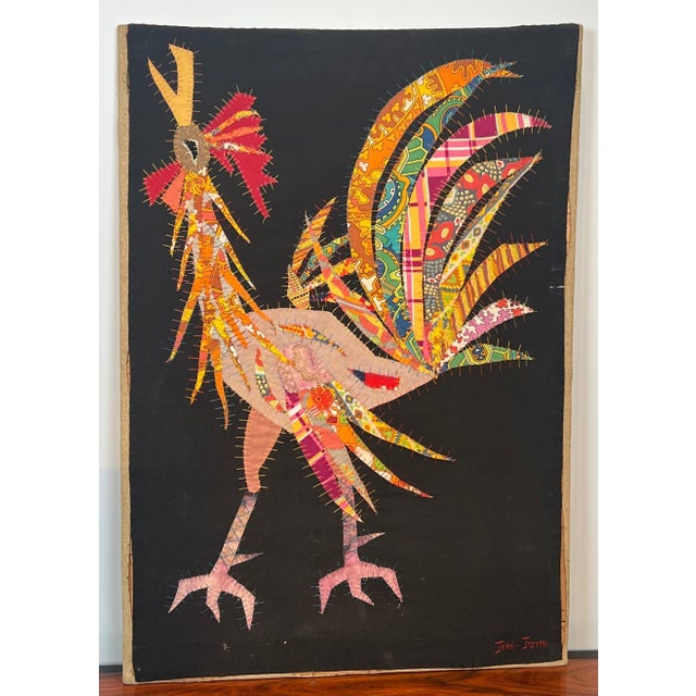 This beautiful decorative piece depicts a rooster. It is a French work by Jean Joseph. Circa 1970