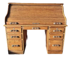 Vintage Large Oak Wood Postmaster Rolltop Desk
