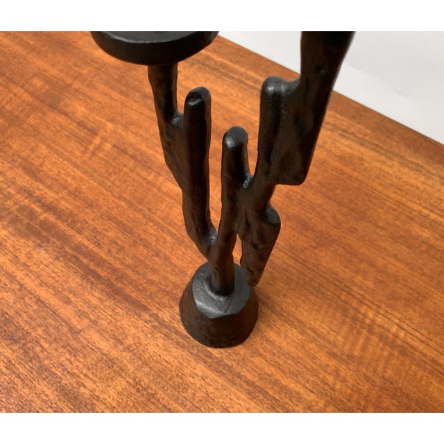 Vintage Brutalist Sculptural Metal Candleholder For Sale - Image 15 of 18