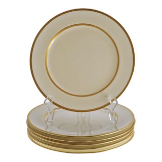 Early 20th Century Minton Antique Art Deco Period Luncheon Plates in Cream & Gold – Set of 6 For Sale