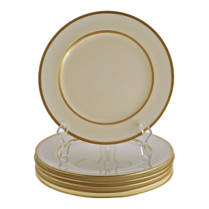 Early 20th Century Minton Antique Art Deco Period Luncheon Plates in Cream & Gold – Set of 6