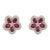 Everyday Ruby and Diamond Cherry Blossom Floral Stud Earrings in 18k Yellow Gold- A Pair For Sale