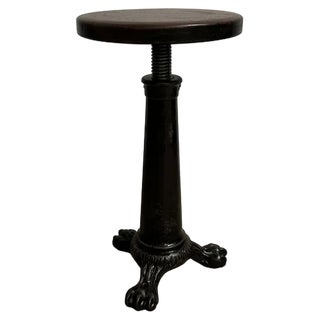 Vintage Industrial Victorian Original Claw Foot Cast Iron Singer Sewing Stool, 1890s For Sale