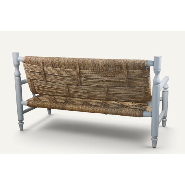 Vintage Bench in Braided Rope and Painted Wood, 1950s For Sale - Image 18 of 18