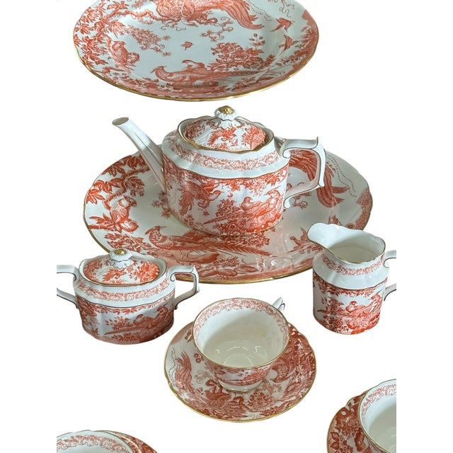 Red Late 20th Century Royal Crown Derby “Red Aves” Extensive Dinner & Tea Service — 64 Pieces For Sale - Image 8 of 17