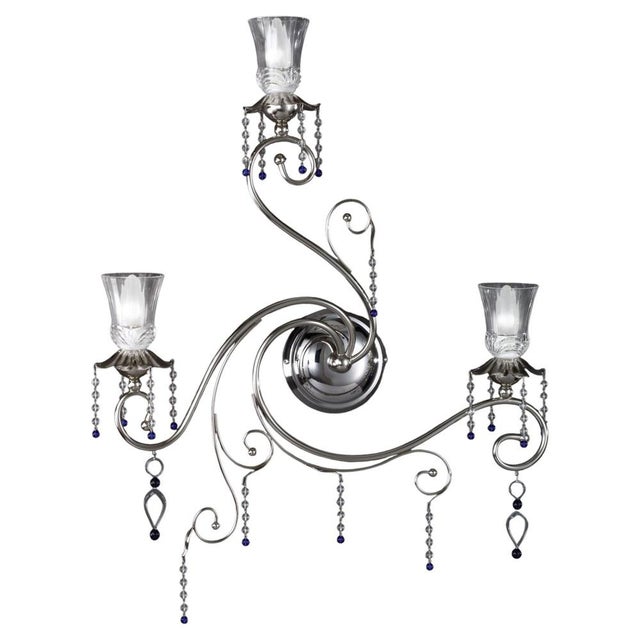 Fenice Crystal 3 Lights Wall Sconce in Polished Chrome and Glass by Aggiolight For Sale - Image 9 of 9
