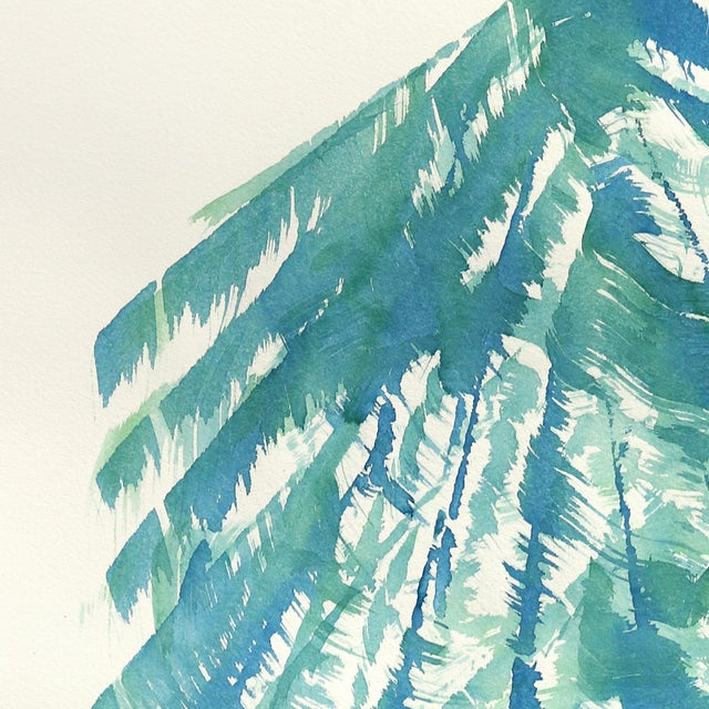 Abstract The Blue Green Dress 7 - Abstract Flowy Minimalist Figurative Ink Art on Paper by Bettina Mauel For Sale - Image 3 of 6