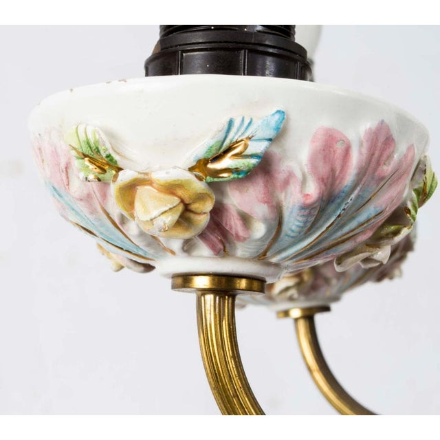 Porcelain and Brass 4-Light Chandelier For Sale - Image 11 of 14