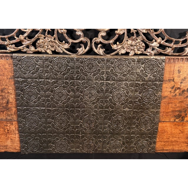 British Colonial Style Hardwood and Forged Iron Four Poster Queen Bed Frame For Sale - Image 11 of 14