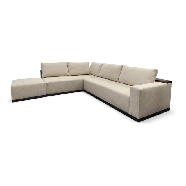 Adriana Hoyos Chocolate L-Shaped Sofa Sectional With Ottoman For Sale In Miami - Image 6 of 17