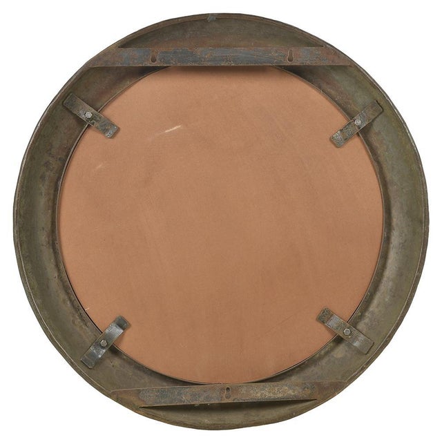 Large Circular Metal Mirror For Sale - Image 3 of 7