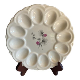 Vintage White Porcelain Egg Plate With Pink Berries For Sale