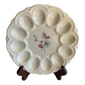 Vintage White Porcelain Egg Plate With Pink Berries