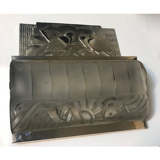 French Art Deco Bird Sconces With Geometric Motif by Sabino - a Pair For Sale - Image 9 of 13