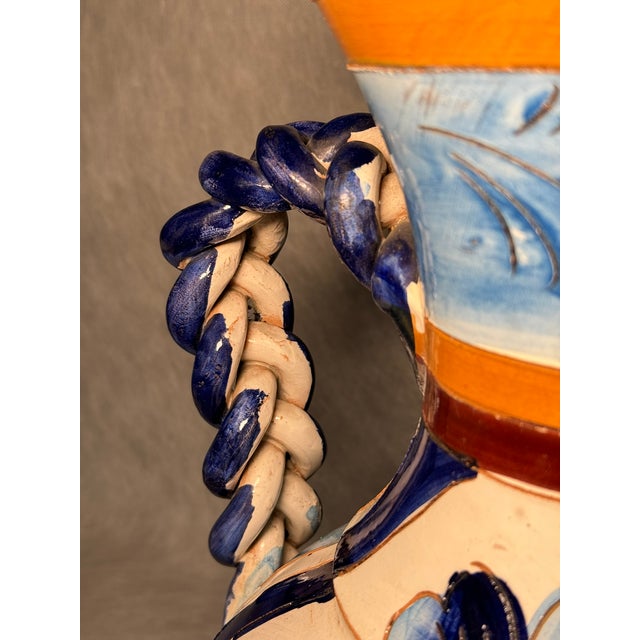 Large Italian Hand-Painted Ceramic Pitcher, 1970s For Sale - Image 9 of 11