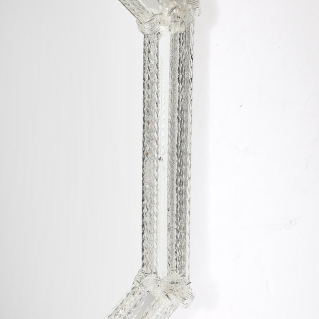 Mid-Century Venetian Braided Glass Rods & Reversed Etched Octagonal Mirror For Sale - Image 4 of 12