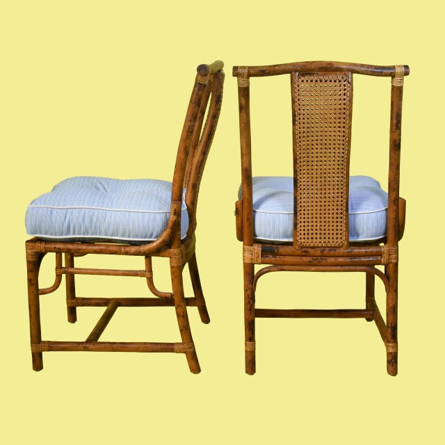 1970s 1970s British Colonial Burnt Bamboo Dining Set For Sale - Image 5 of 12