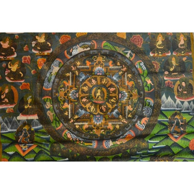 Nepalese Thangka, Early 20th Century, Gouache on Cotton For Sale - Image 5 of 9