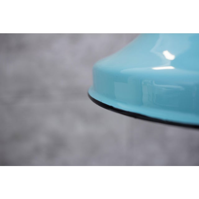 Industrial Enamel Ceiling Lamp in Blue, 2000s For Sale - Image 8 of 9