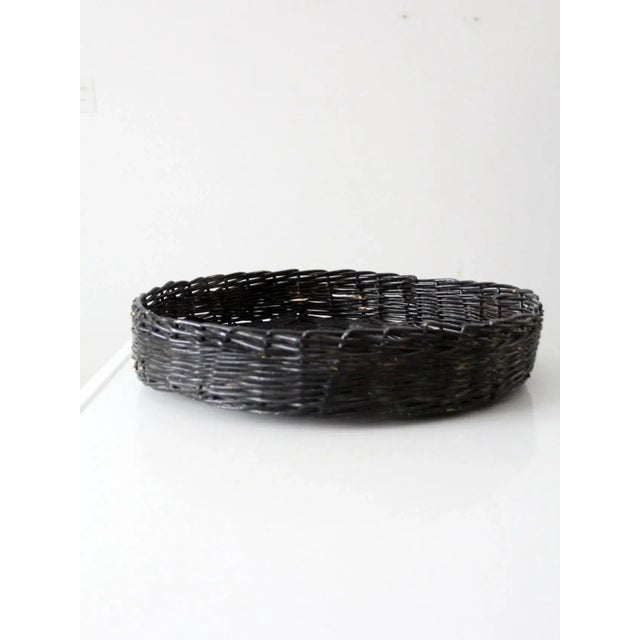 Farmhouse Vintage Black Centerpiece Basket Tray For Sale - Image 3 of 11