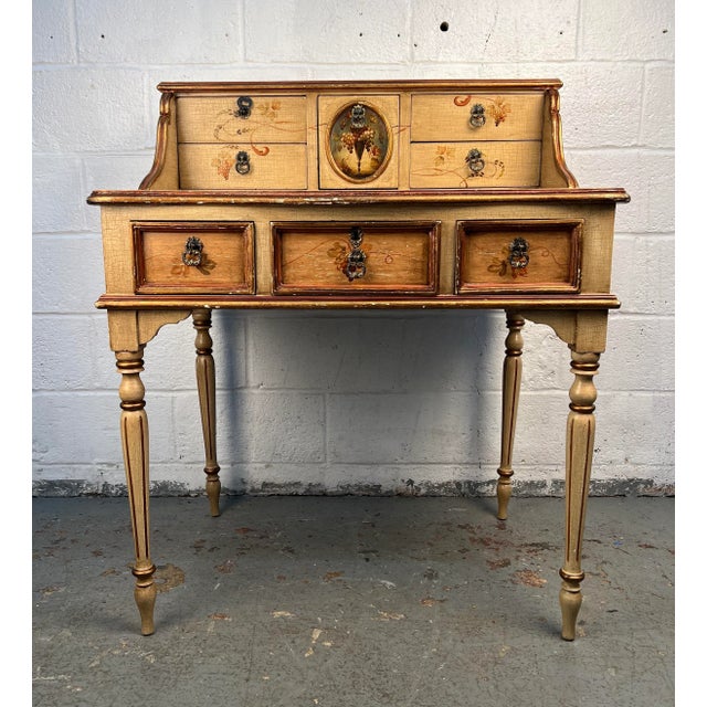 Antique Hand-Painted Floral Writing Desk For Sale In New York - Image 6 of 6