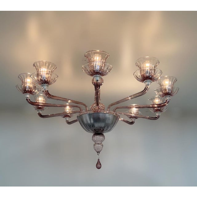Glass 21st Century Amethyst Venetian Chandelier by Fabio LTD For Sale - Image 7 of 9