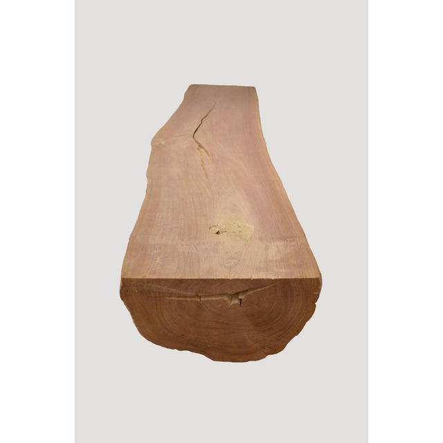 Andrianna Shamaris Single Teak Wood Log Bench or Coffee Table For Sale - Image 4 of 18