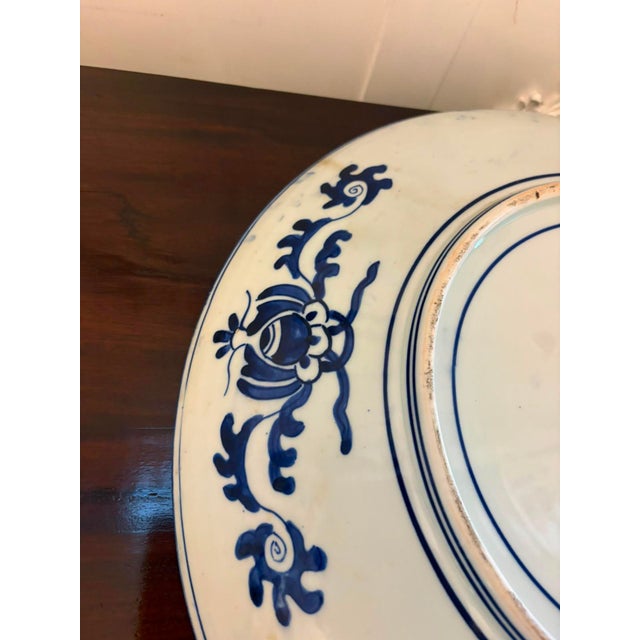Blue Large Antique Japanese Arita Imari Blue and White Porcelain Chargers, 1900, Set of 2 For Sale - Image 8 of 18