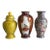 Set of Vintage Vases - Asian-Style Floral, Imari & Yellow Lidded Ginger Jar For Sale
