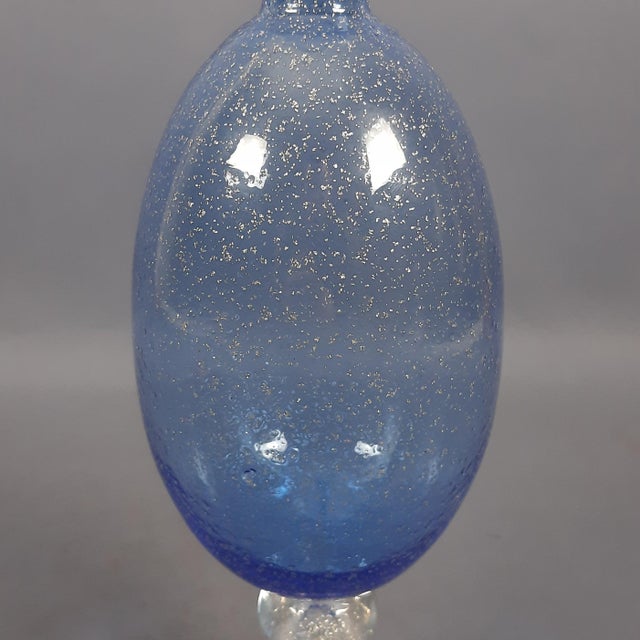 Blue Murano Glass Vase in Blue with Silver Powder Blue, 1970s For Sale - Image 8 of 12