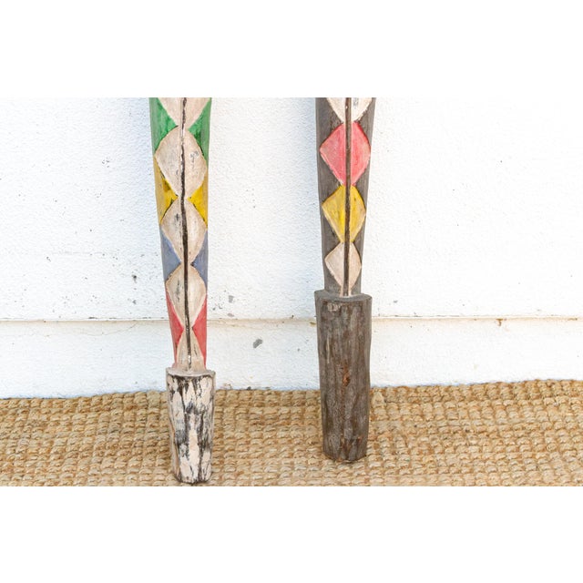 Pair of African Bwa Sun & Serpent Tall Totem For Sale - Image 4 of 11