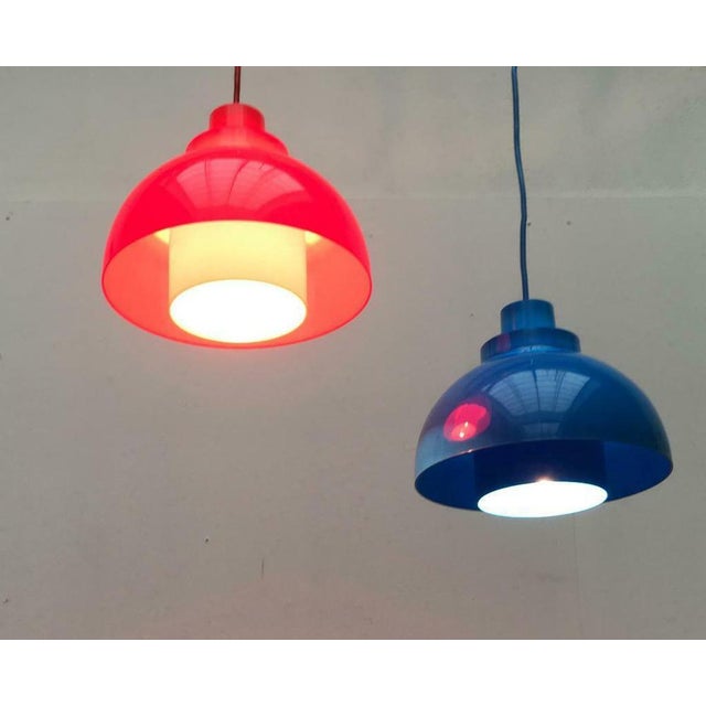 Blue Mid-Century Danish Minisol Pendant Lamps by K. Kewo for Nordic Solar, 1960s, Set of 2 For Sale - Image 8 of 18