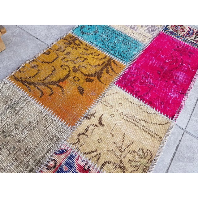 Textile Bohemian Vintage Handmade Runner Rug For Sale - Image 7 of 10