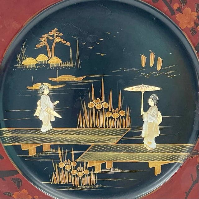 Antique Japanese Meiji Period Charger Plate Featuring Geishas Late 19th-century Meiji period charger with Geishas...