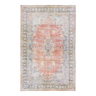 Antique Shabby Chic Mahal Handmade Medallion Floral Rust Oversize Wool Rug For Sale