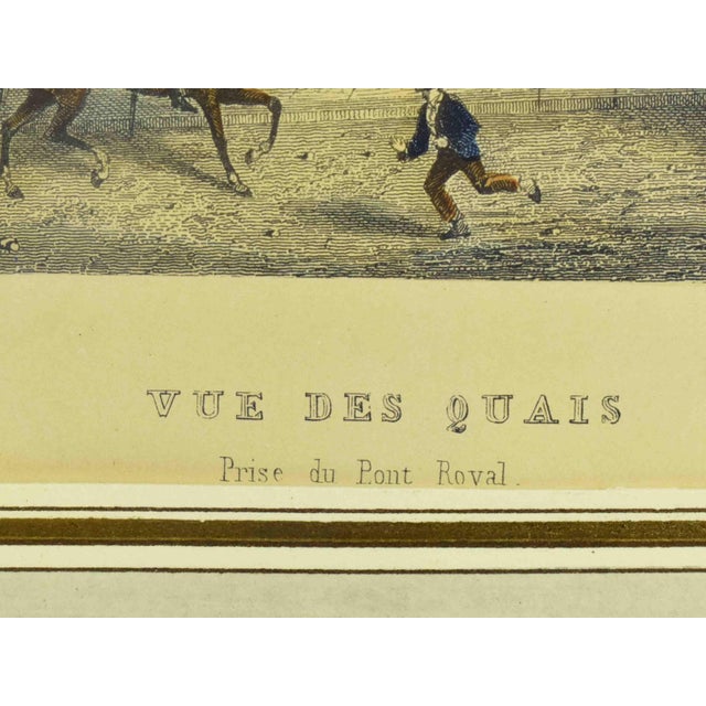 Mid 20th Century Hand Colored "View of the Quays From the Pont Royal" Framed Print After Rouargue For Sale - Image 6 of 12