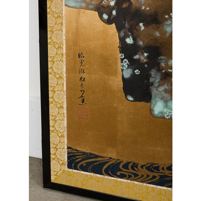 Pair of Red and White Plum Blossom Screens After Ogata Korin For Sale In Sacramento - Image 6 of 12