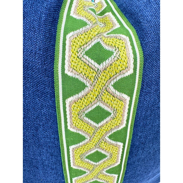 Schumacher Albizia Embroidery Fabric / Blue & Green Pillow Pair For Sale - Image 11 of 11
