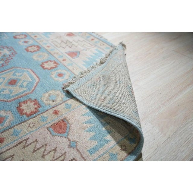 Contemporary 9x12 Blue Hand-Knotted Wool Octagonal Medallions Tribal Modern Carpet Rug For Sale - Image 3 of 5